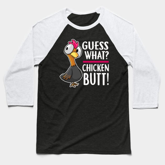 funny gues what chicken funny Baseball T-Shirt by Xonmau